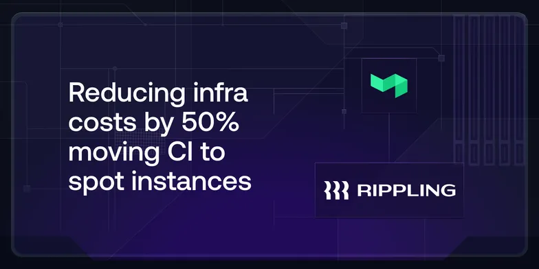 Buildkite presenter Mike Morgan with Rippling team members discussing reducing infrastructure cost through moving CI to AWS spot instances